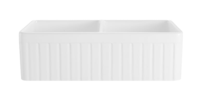 Traditional Fireclay Double Fluted Butlers Sink White 828mm - TK3318TD