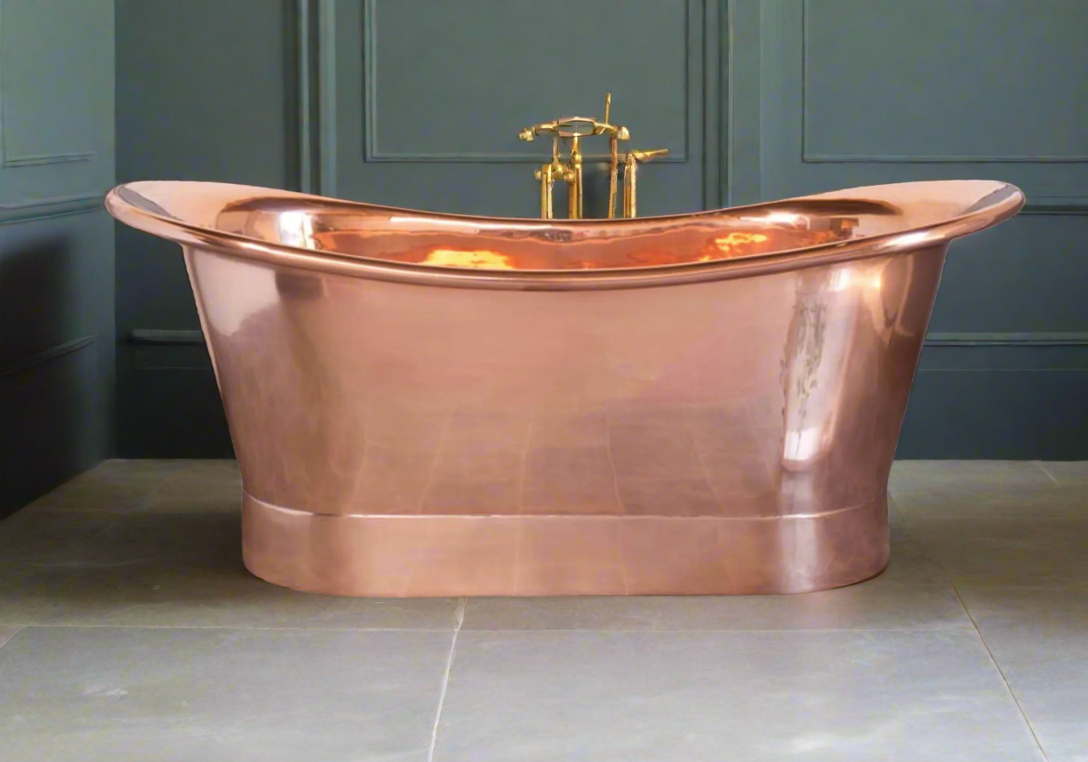 The Copper Bath Tub - Kahali Copper Double Slipper Smooth 1700mm - CB5021-D67