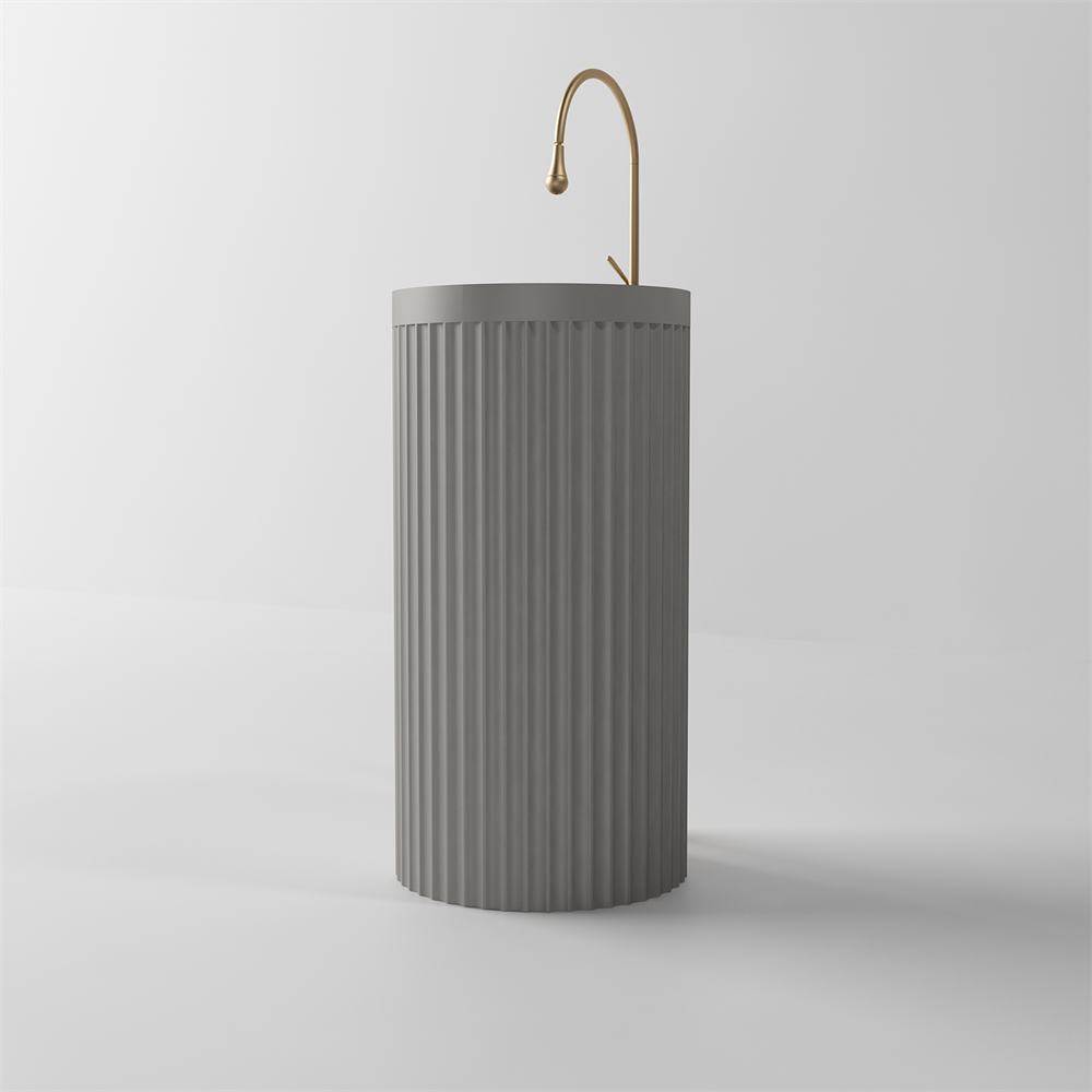 Toka Lite Venus Fluted Freestanding Matt White Stone Basin - 850mm - STP86