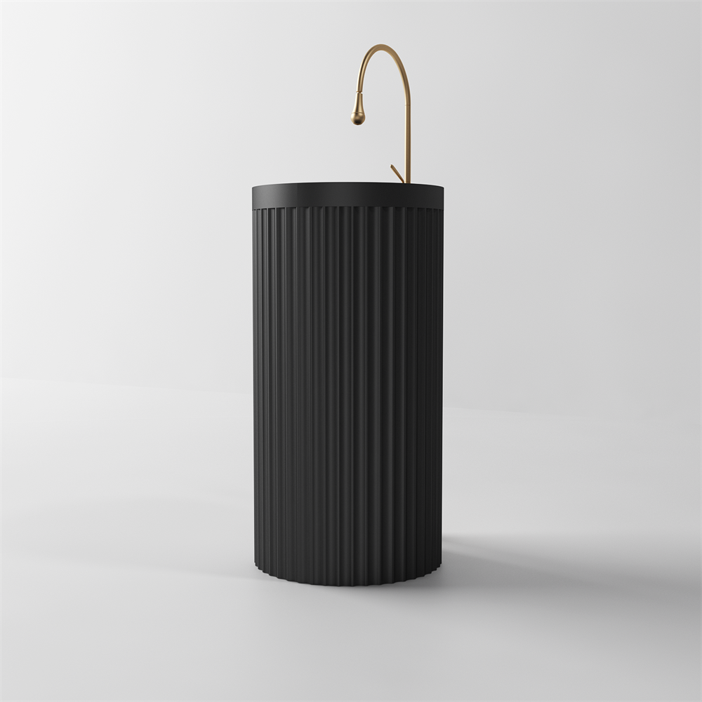 Toka Lite Venus Fluted Freestanding Matt White Stone Basin - 850mm - STP86