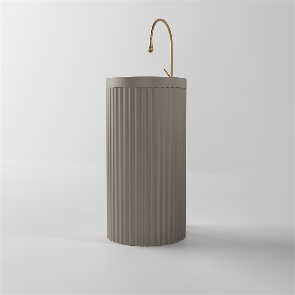 Toka Lite Venus Fluted Freestanding Matt White Stone Basin - 850mm - STP86