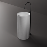 Toka Lite Venus Fluted Freestanding Matt White Stone Basin - 850mm - STP86