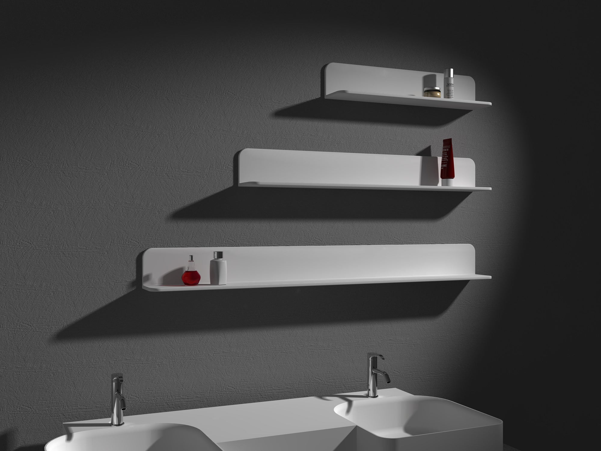 Wall Hung Bathroom Shelf - Matte White - 900mm - G0142