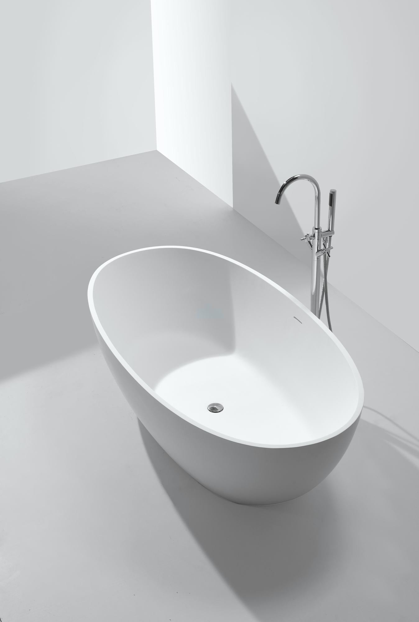 Large Oval Matte White Stone Bath - 1700mm - B003-B