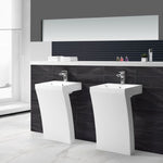 Hugi Solid Freestanding Stone Basin - Commercial or Powder Room - 830mm - B1393-1