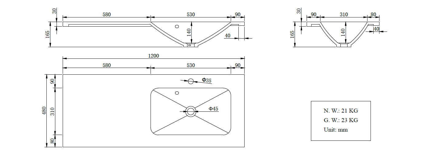 Inbuilt stone Basin