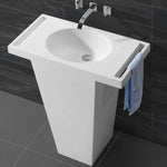 Hugi Freestanding Stone Basin - Built-in Towel Rail - 850mm - B1584