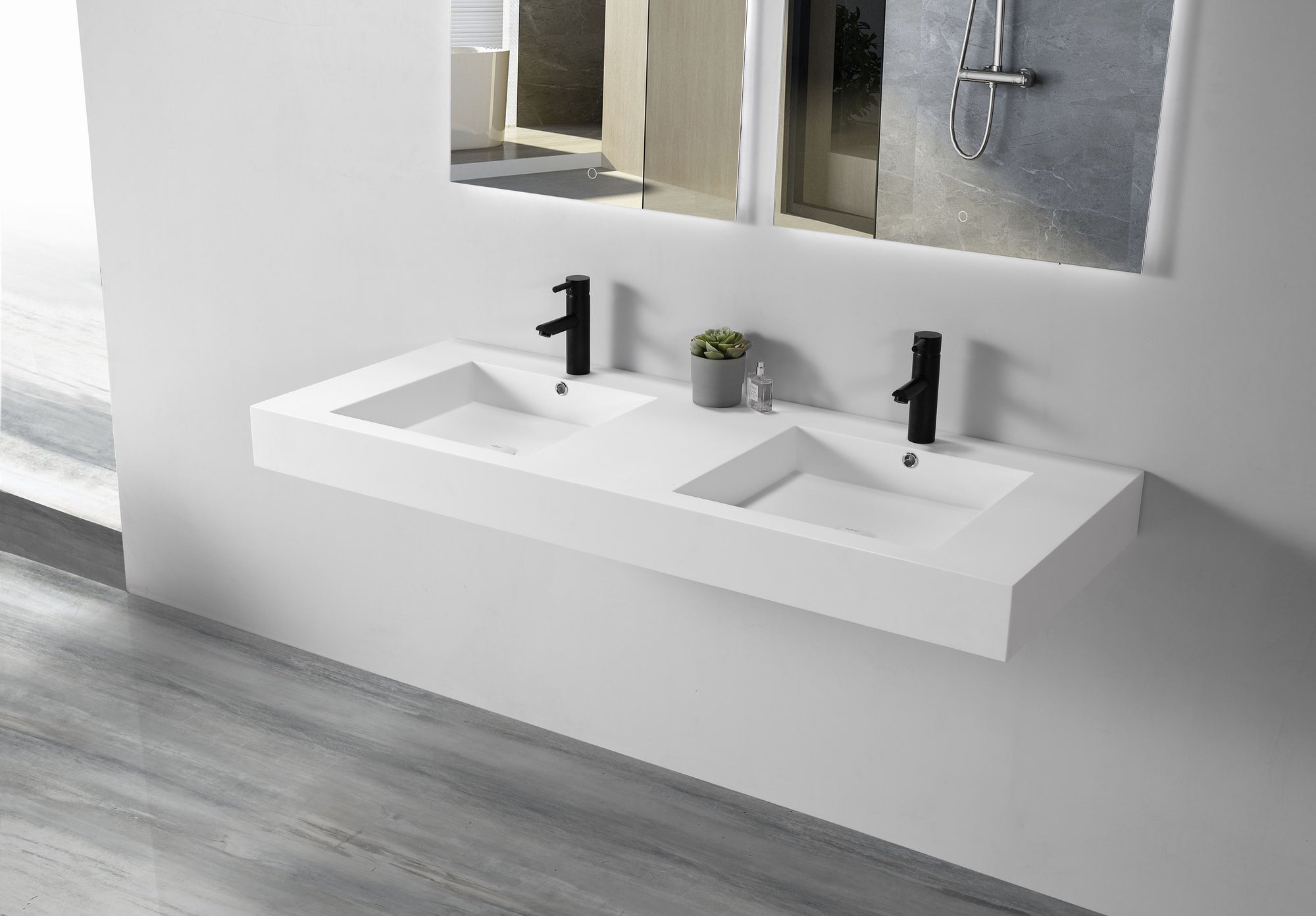 Double Square Bowl Basin - 1500mm - B1122