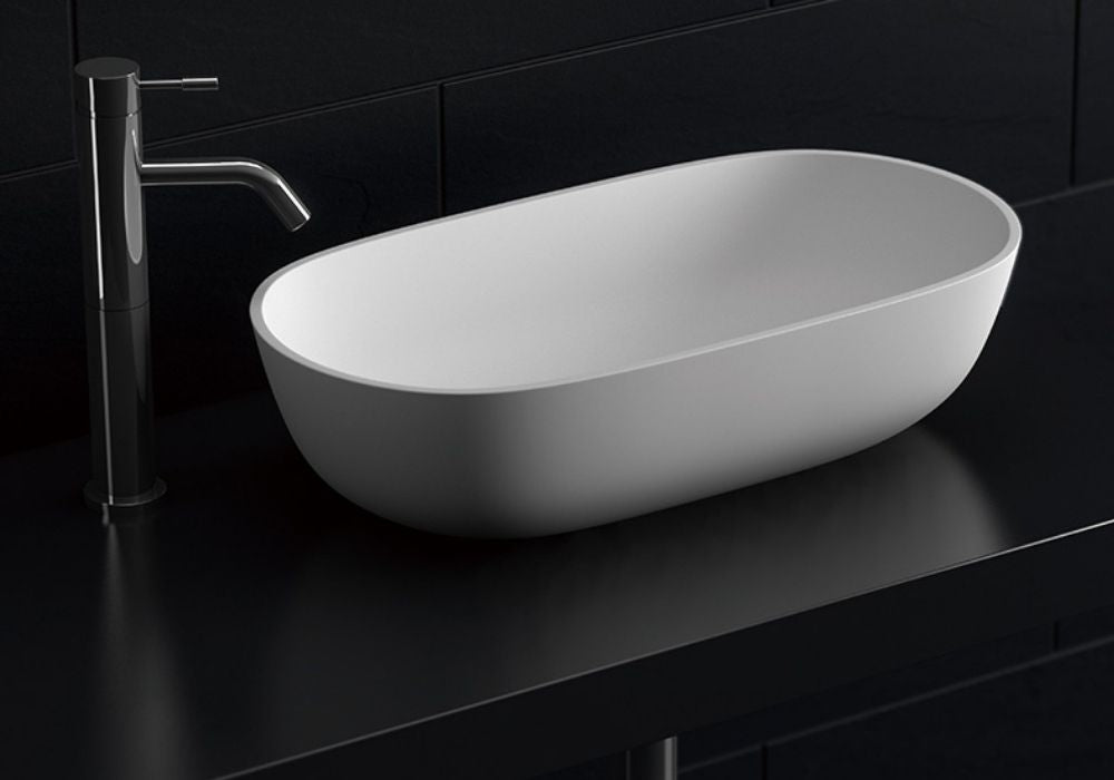 Toka Lite Justina Matte White Stone Basin - 600mm - STB12