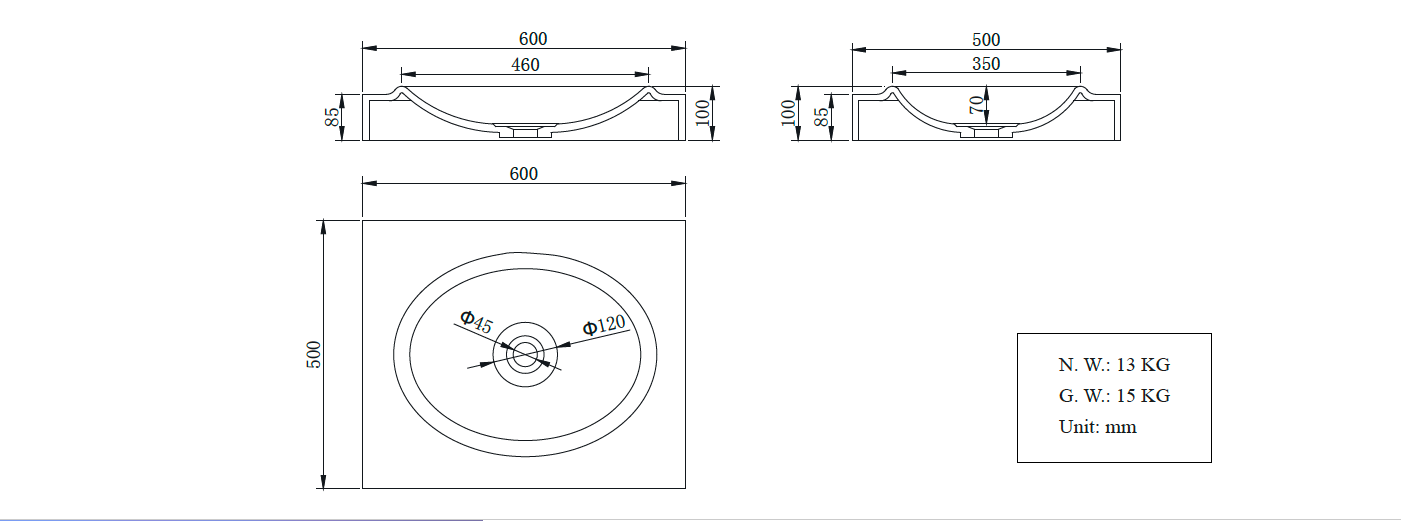 Wall Hung bath basin