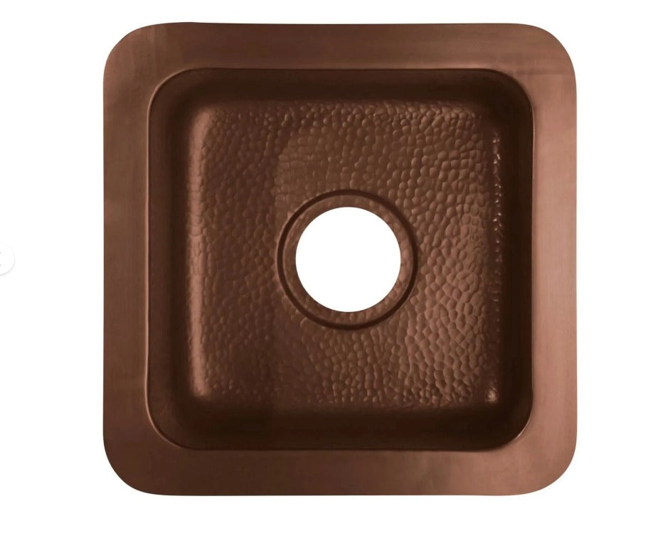 Hammered Square Copper Basin 381mm - 381381