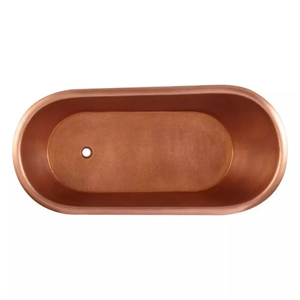 The Copper Bath Tub - Old Hammered Copper, Slipper Smooth 1500mm MH1-D67