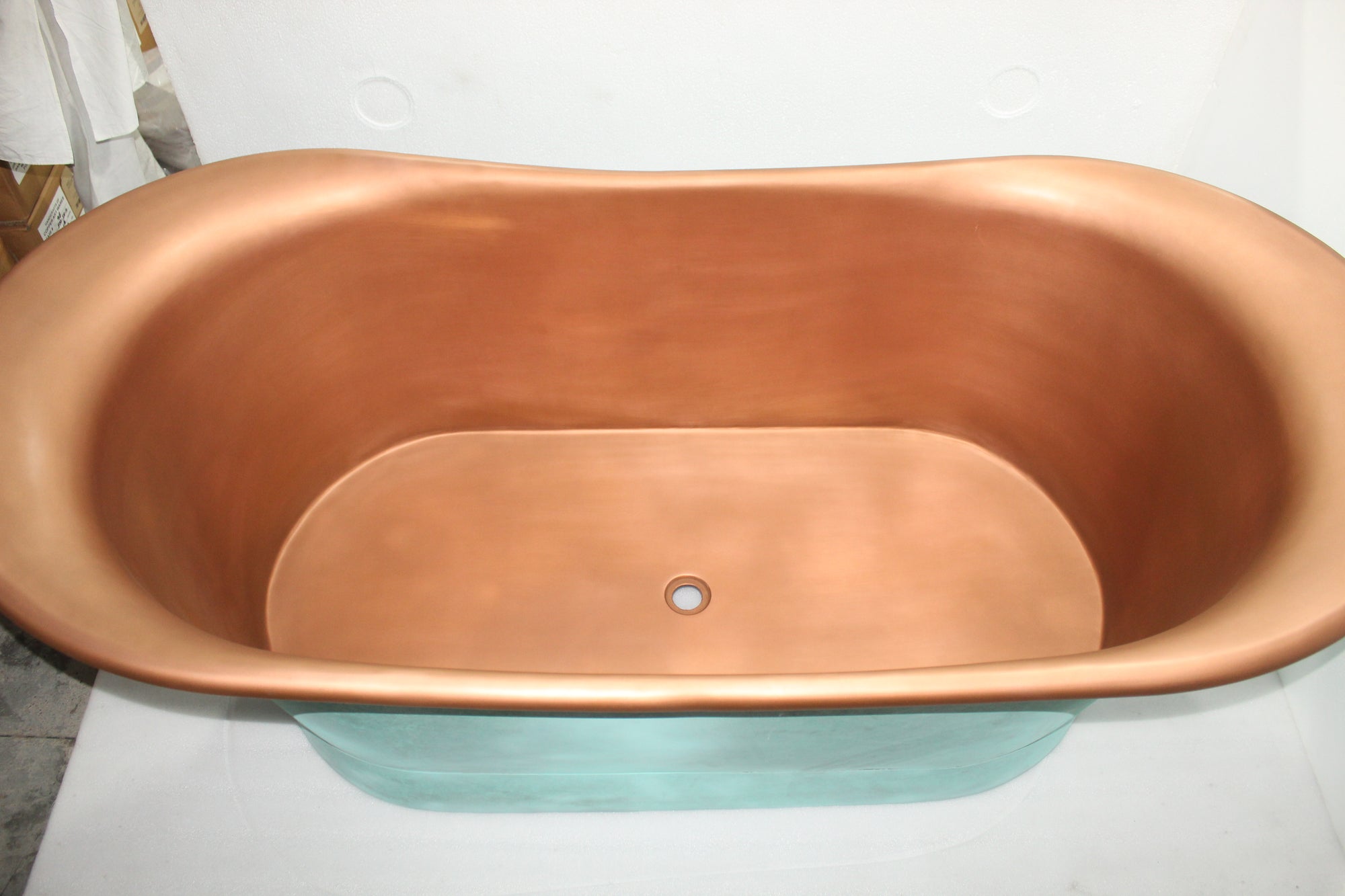 The Copper Bath Tub -Light Green Patina Copper, Double Hammered Slipper  1700mm - 5007-D67