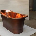 The Copper Bath Tub - Dark Polished Copper, Double Hammered Slipper  1700mm - 5010-D67