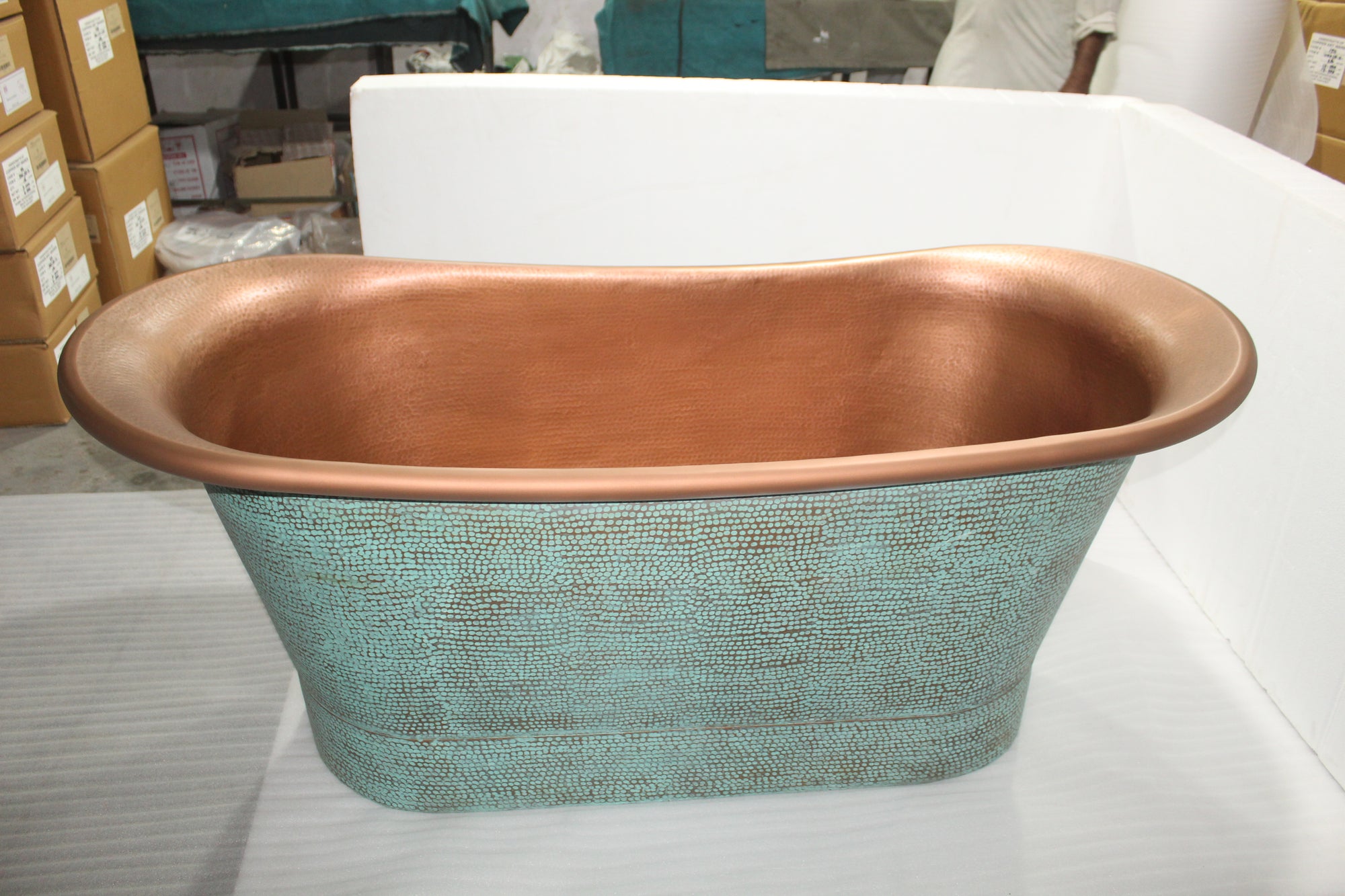 The Copper Bath Tub -Hammered Patina Copper, Double Hammered Slipper  1700mm - 5018-D67