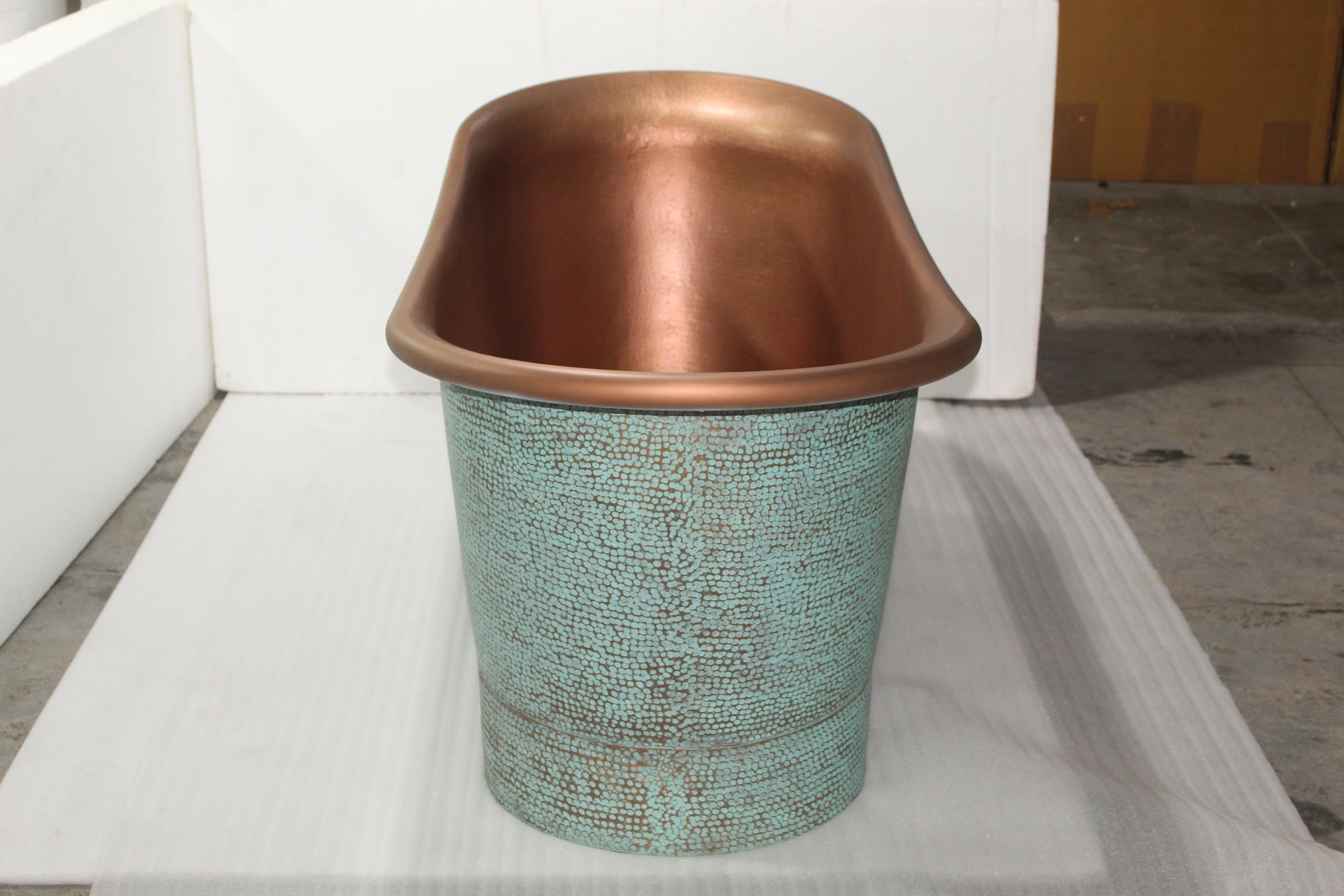 The Copper Bath Tub -Hammered Patina Copper, Double Hammered Slipper  1700mm - 5018-D67