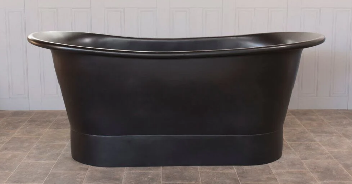 The Copper Bath Tub - Antique Smooth Black Copper, Double Slipper 1700mm 5020-D67