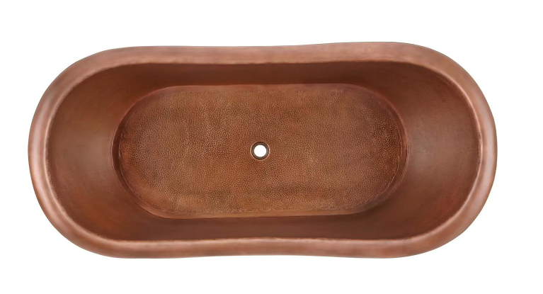 The Copper Bath Tub - Old Hammered Copper, Double Slipper 1700mm 5033-D67