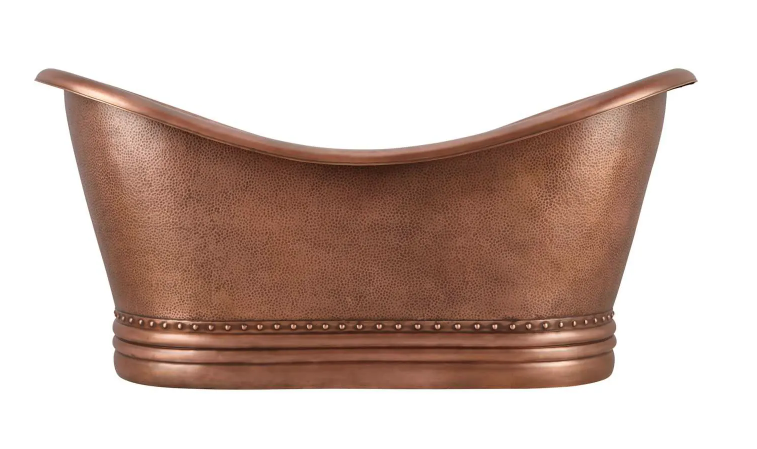 The Copper Bath Tub - Old Hammered Copper, Double Slipper 1700mm 5033-D67