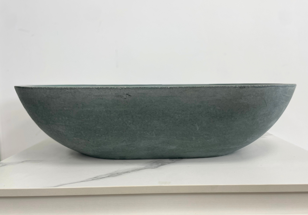 Bayley Oval Concrete Basin - 650mm/600mm- Seafoam