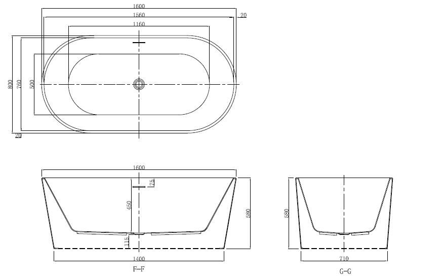 Bristol 1600 - Freestanding Bath