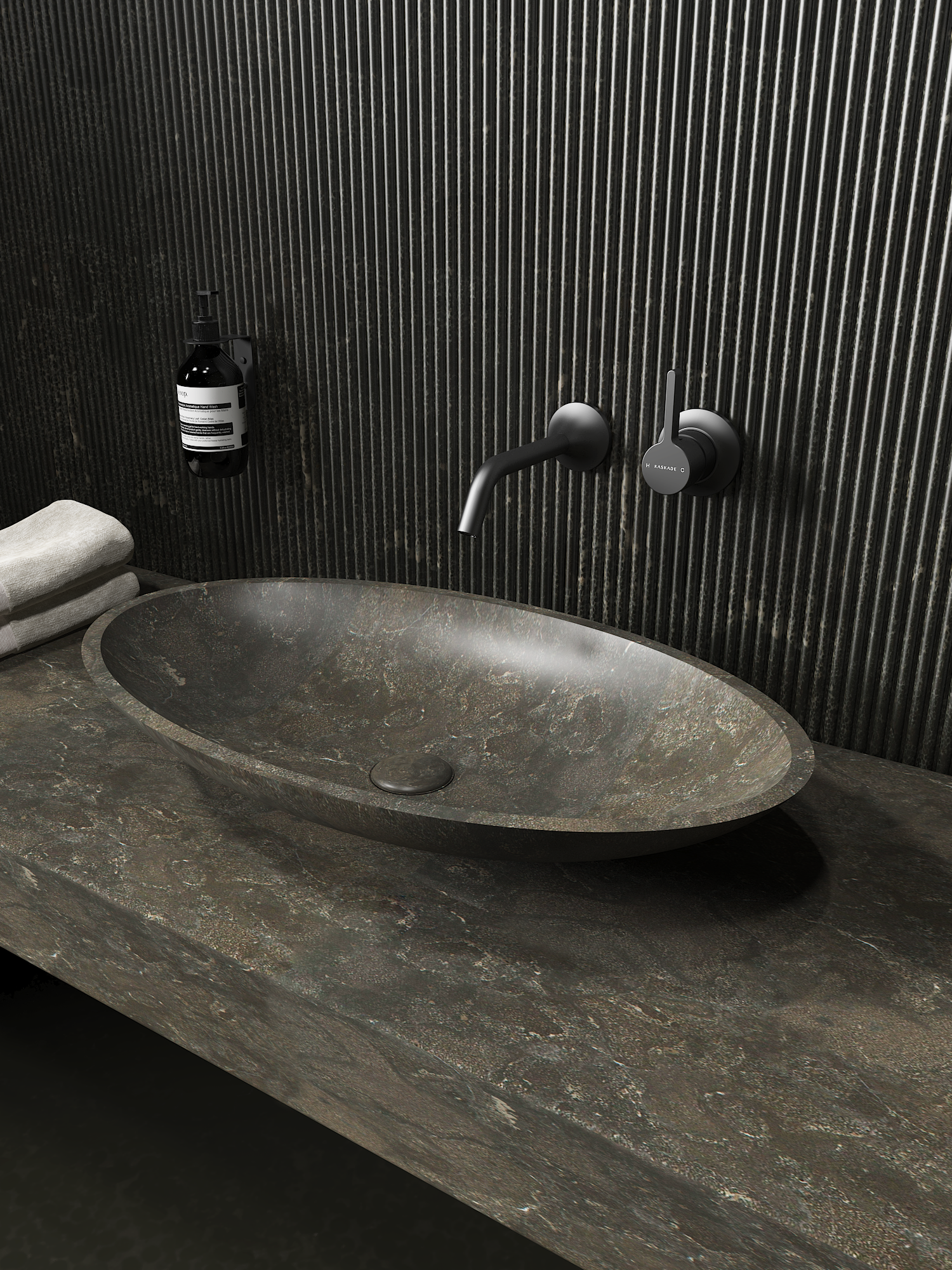 Blue Limestone Oval Basin 625mm - CSB01