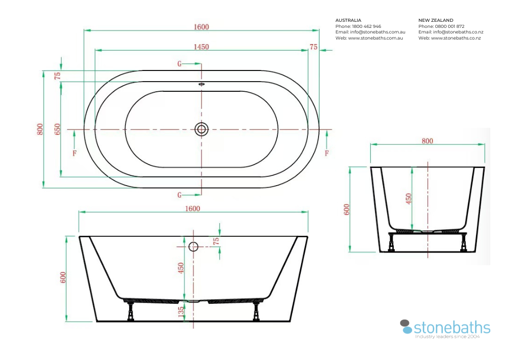 Catoosa Freestanding Bath - 1600mm