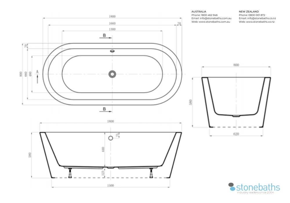 Catoosa Freestanding Bath - 1800mm
