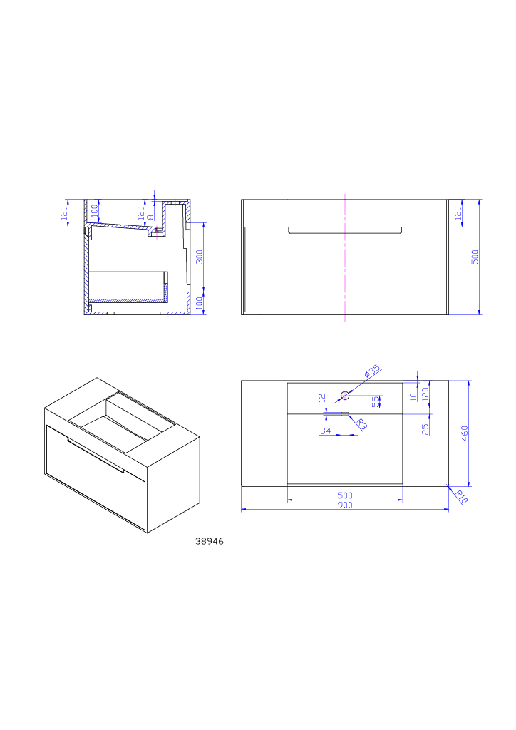 Wall Hung Vanity & Basin - 900mm G38946