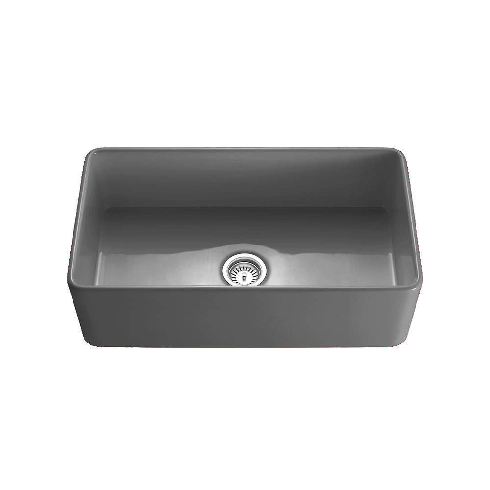 Traditional Fireclay Fluted Butlers Sink Black 828mm - TK3318MB