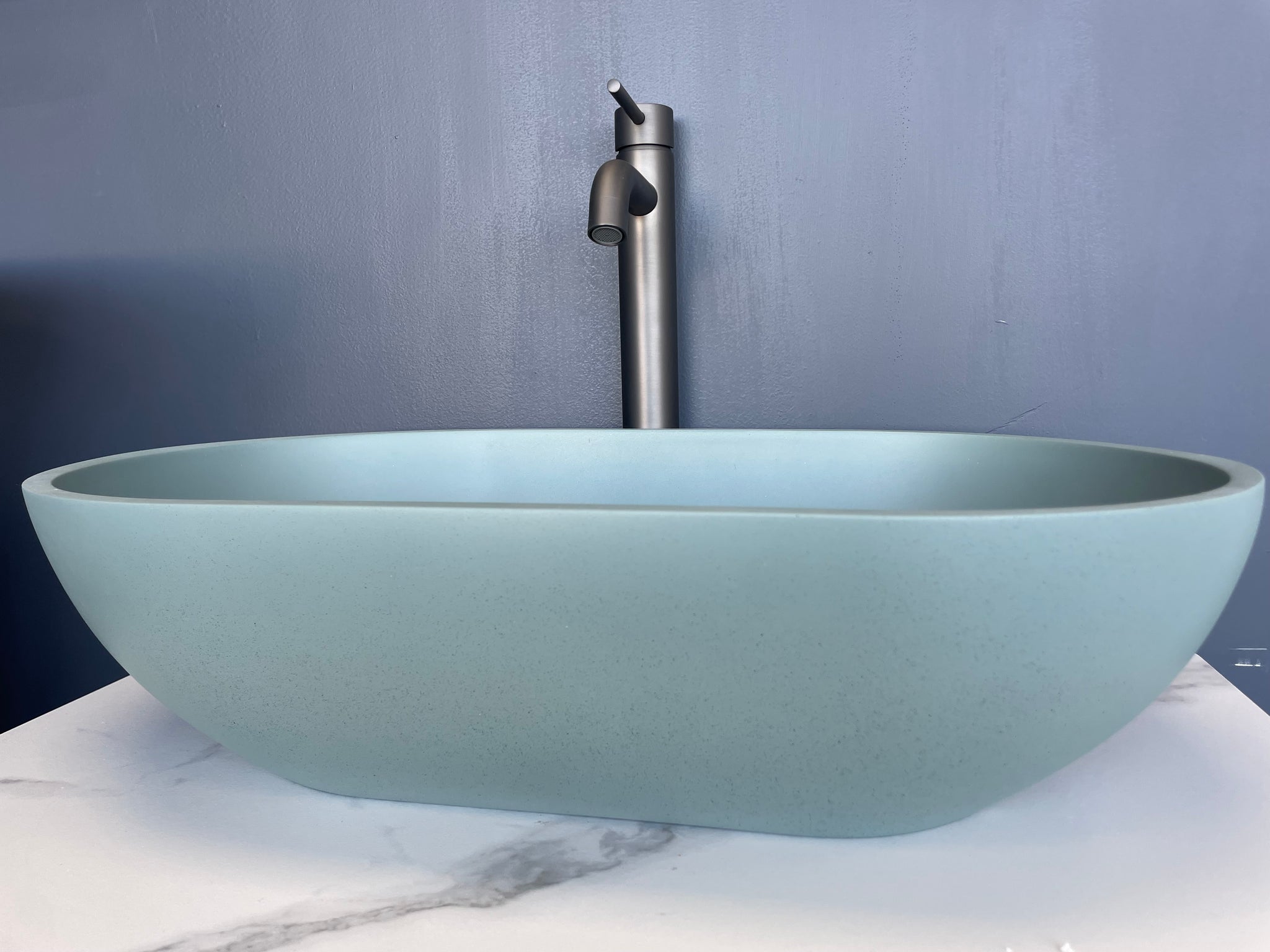 Bayley Oval Concrete Basin - 650mm/600mm- Seafoam