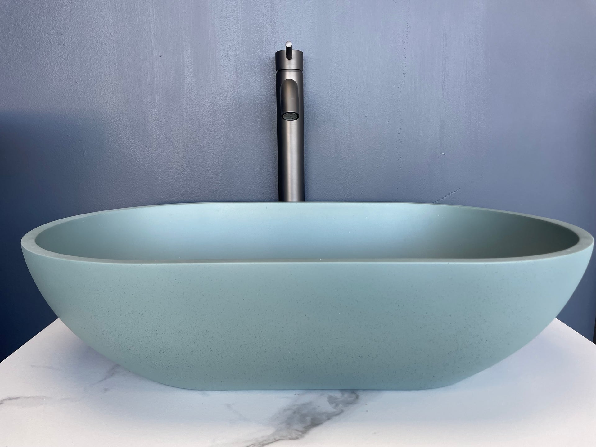 Bayley Oval Concrete Basin 650mm/600mm- Seafoam – Stonebaths
