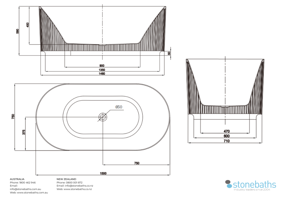 Kaha Acrylic Bathtub - 1500mm