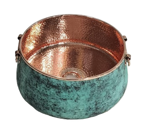 Copper Basin Round Hammered Verdigris 406mm