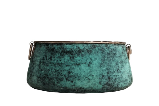 Copper Basin Round Hammered Verdigris 406mm Side View