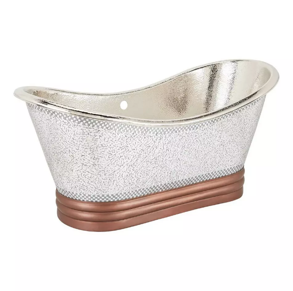 The Copper Bath Tub - Copper, White and Silver  Double Slipper Smooth 1700mm - MH2-D67