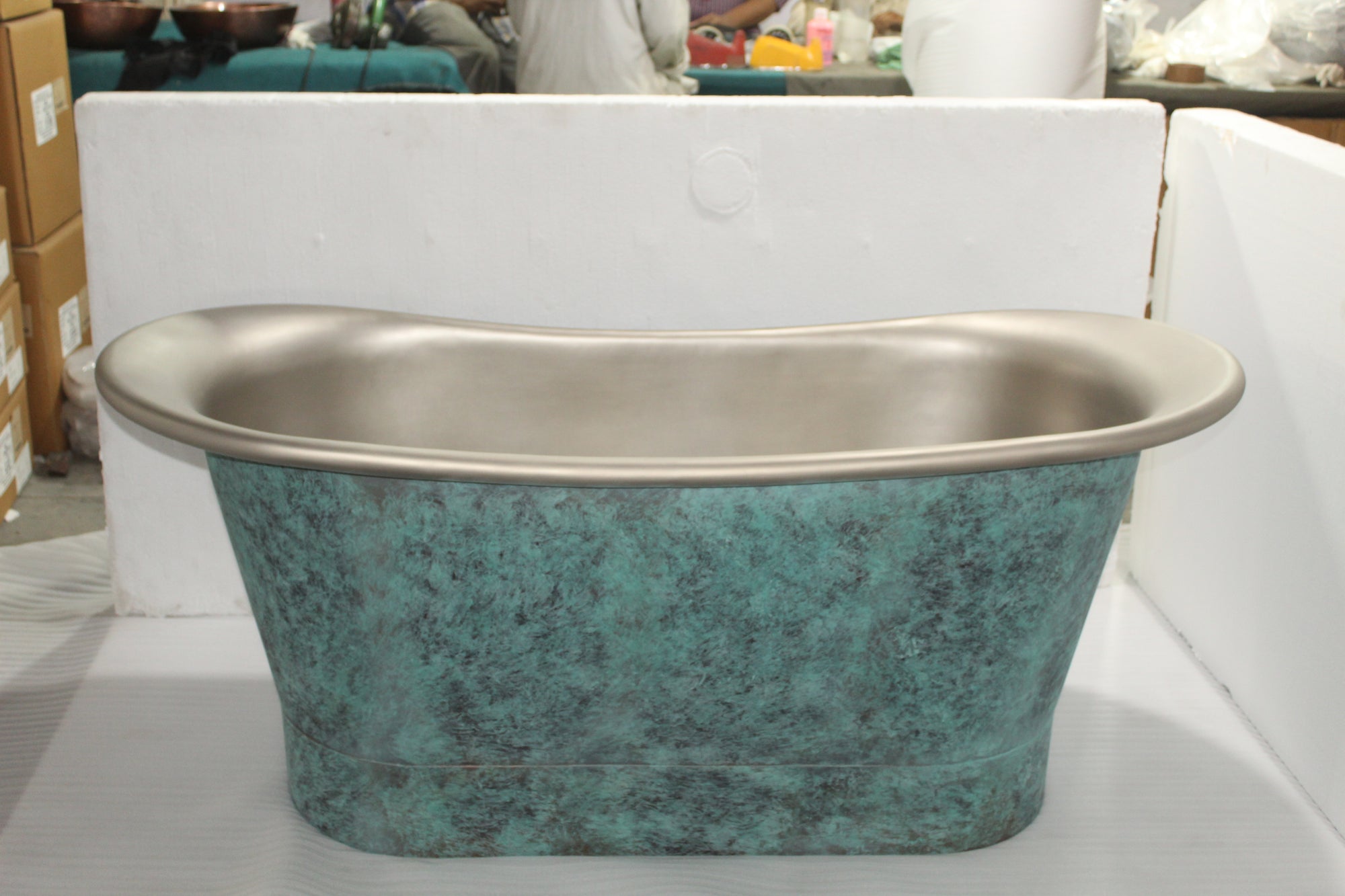 The Copper Bath Tub - Hammered Verdigris Copper Double Slipper  1700mm - 97567-D67