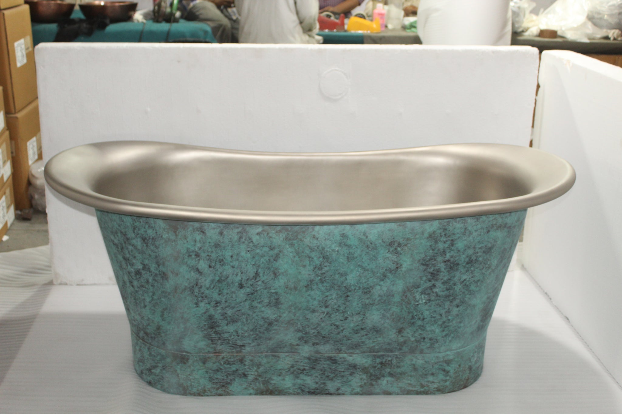 The Copper Bath Tub - Hammered Verdigris Copper Double Slipper  1700mm - 97567-D67