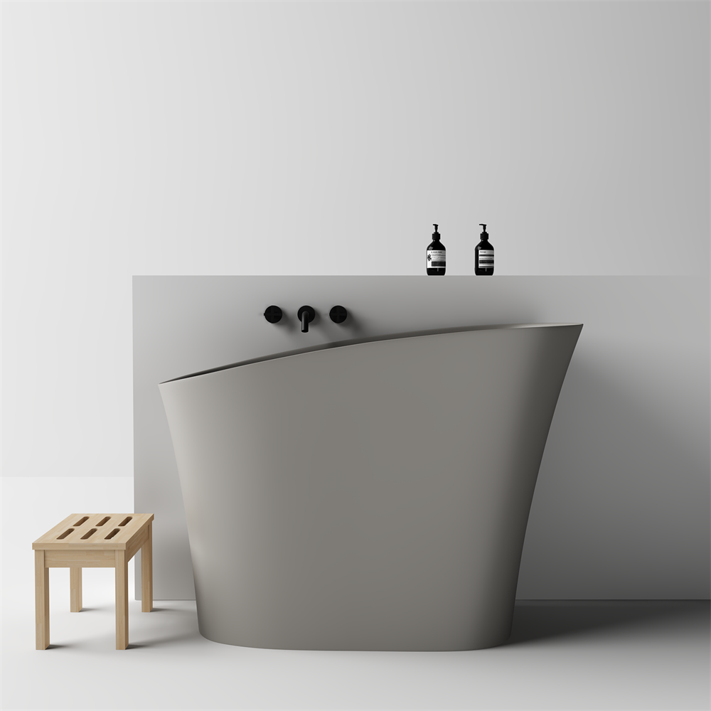 Tokalite Lilly 1200mm, Japanese Soak Tubs. Concrete Grey.