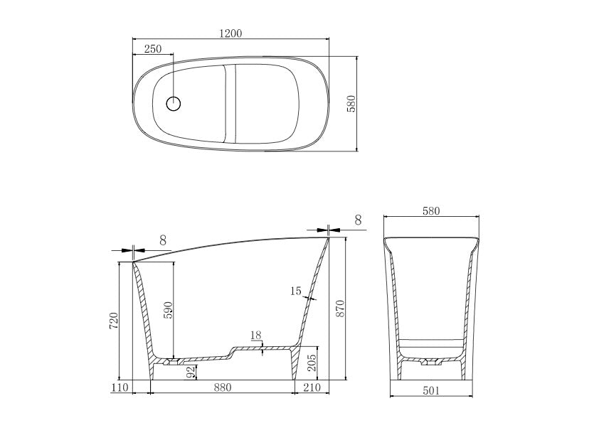 Toka Lite Lilly - Japanese Stone Bath - 1200mm - ST88
