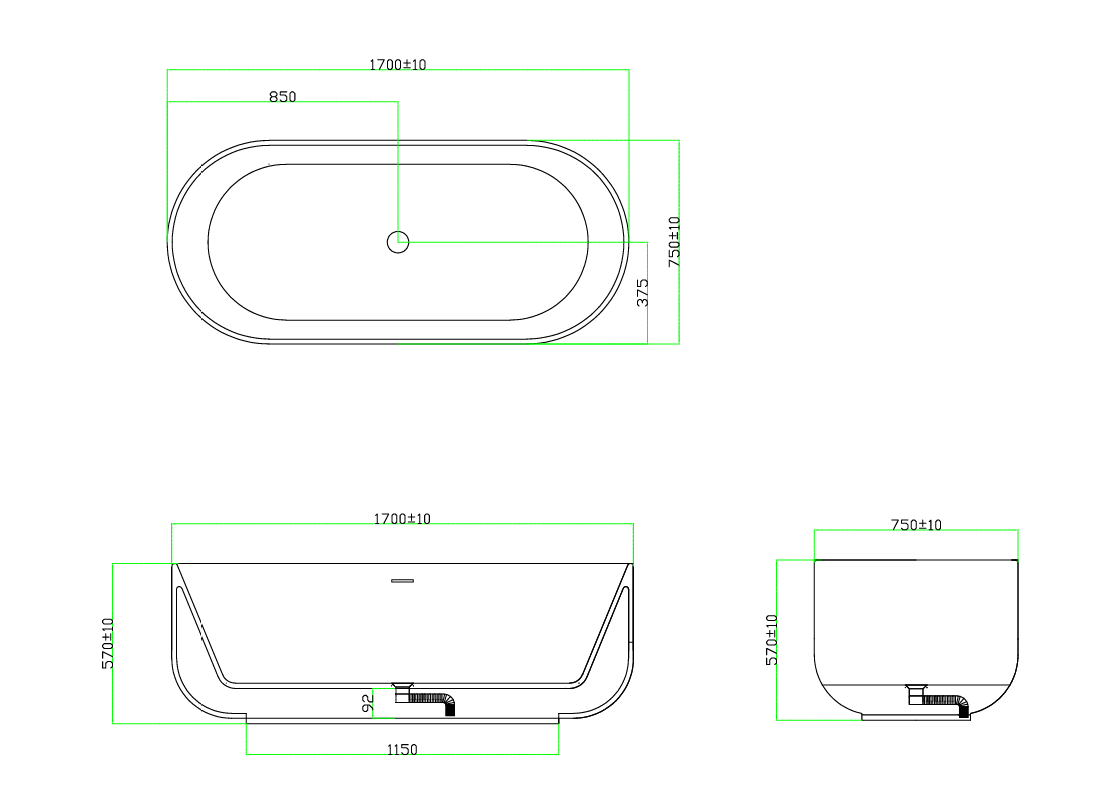 Toka Lite Ariana Freestanding Bath - 1700mm - ST91