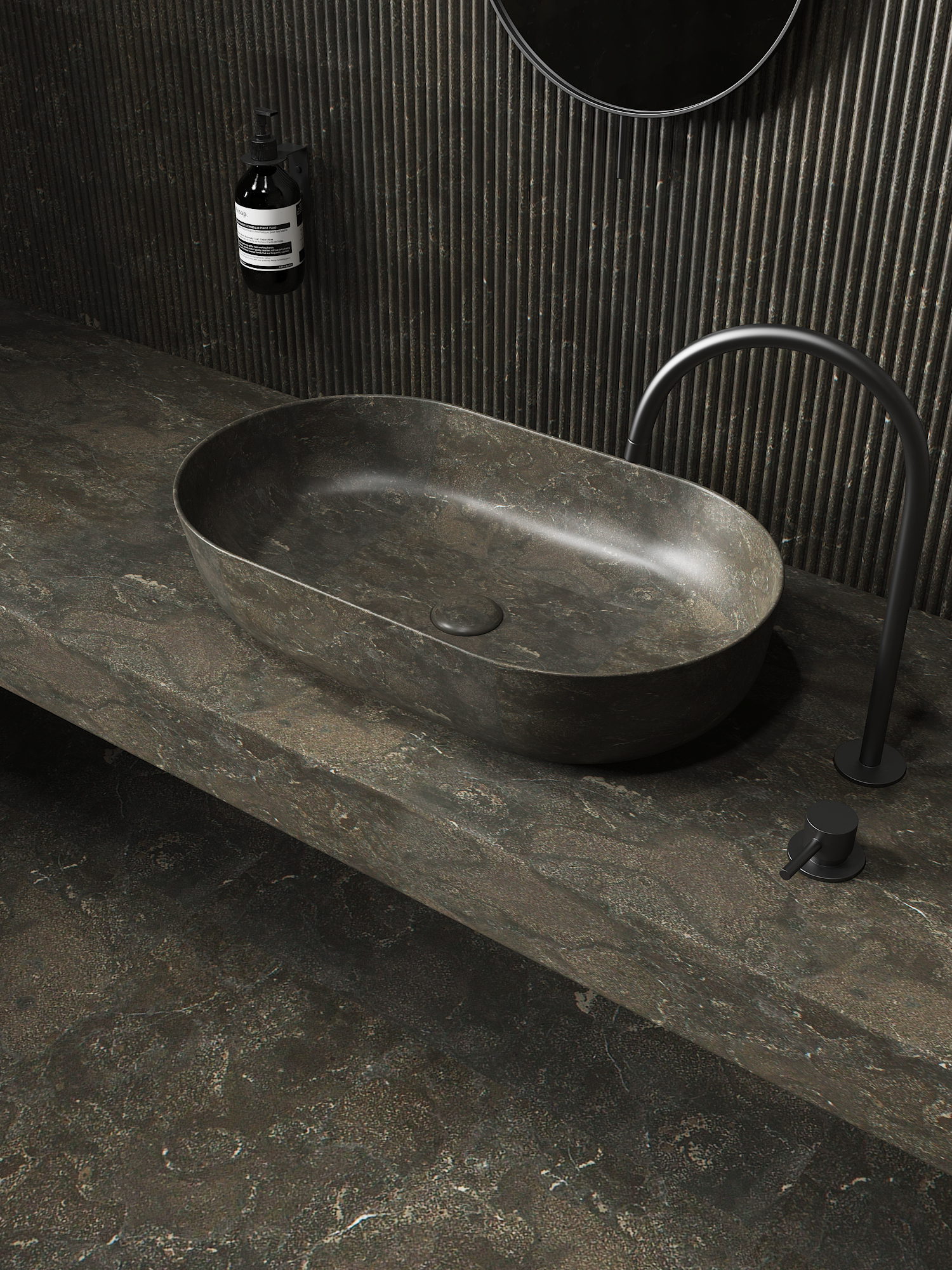 Blue Limestone Justina Basin 625mm - STB12