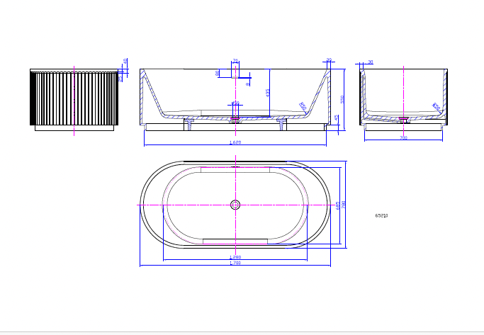 Gia Fluted Designer Stone Bath - 1700mm - G65210