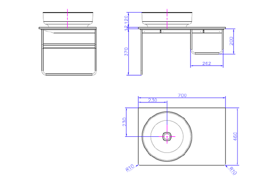 G2736-0 700mm wall hung vanity