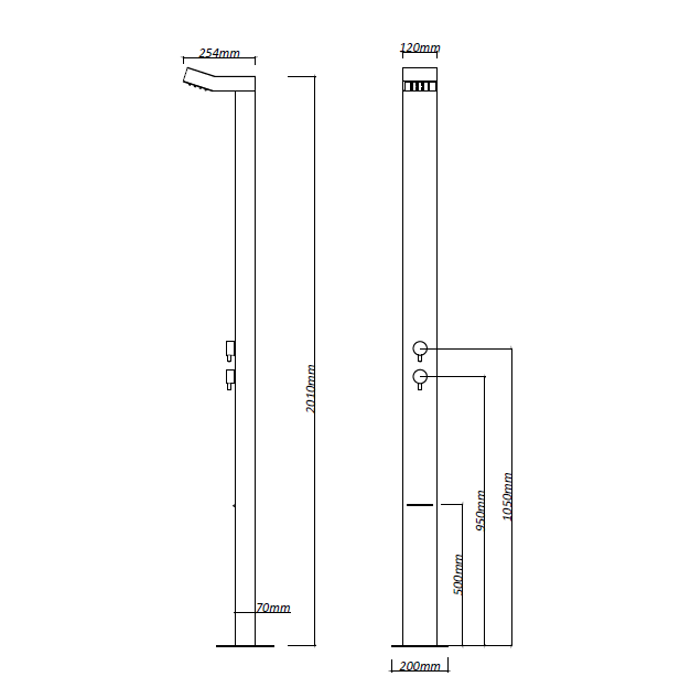 Raglan Outdoor Shower Column - STA10-2