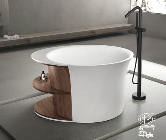 Josei Round Japanese Shelf Soak Tub - 1200mm - MGD01