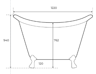 The Copper Bath Tub - Jaipur Hammered Double Slipper Clawfoot 1220mm -CB5025-D48