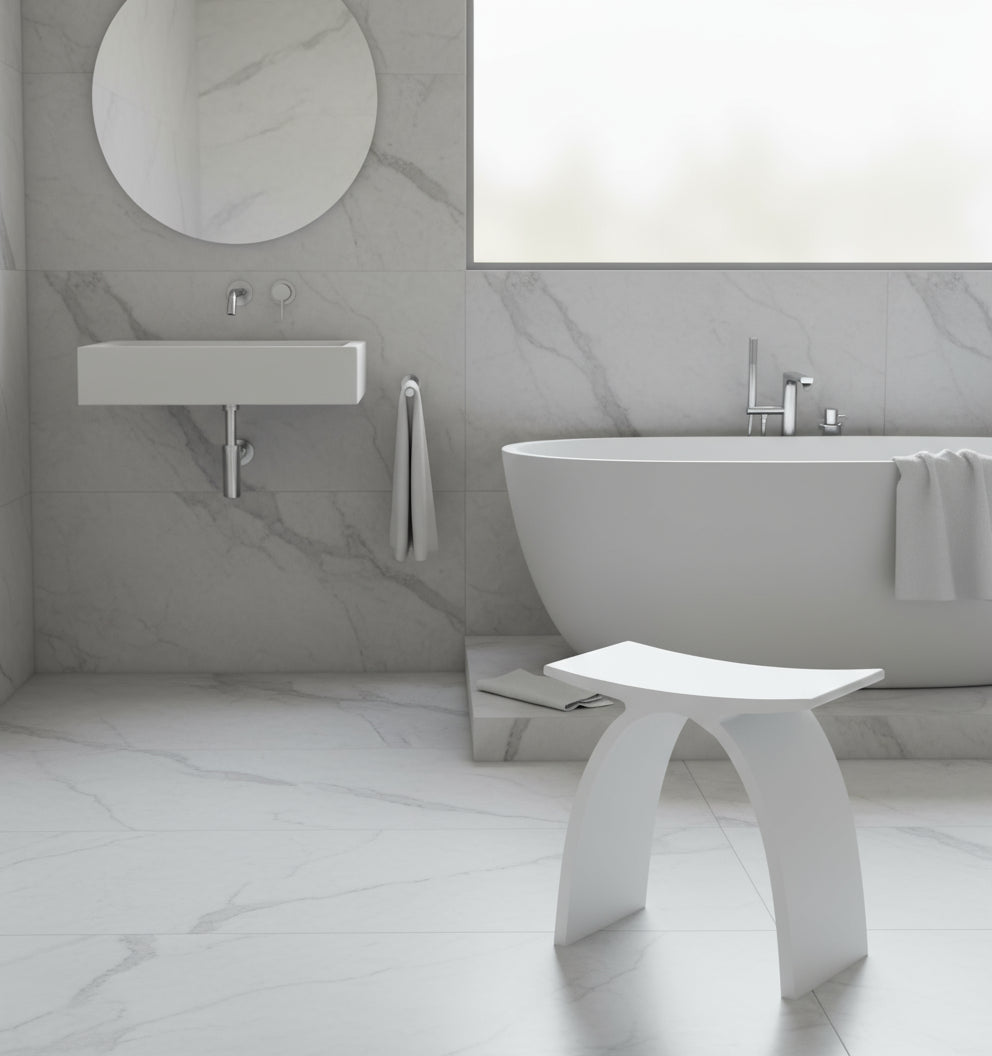 Matte White Bathroom Stool - ST0201