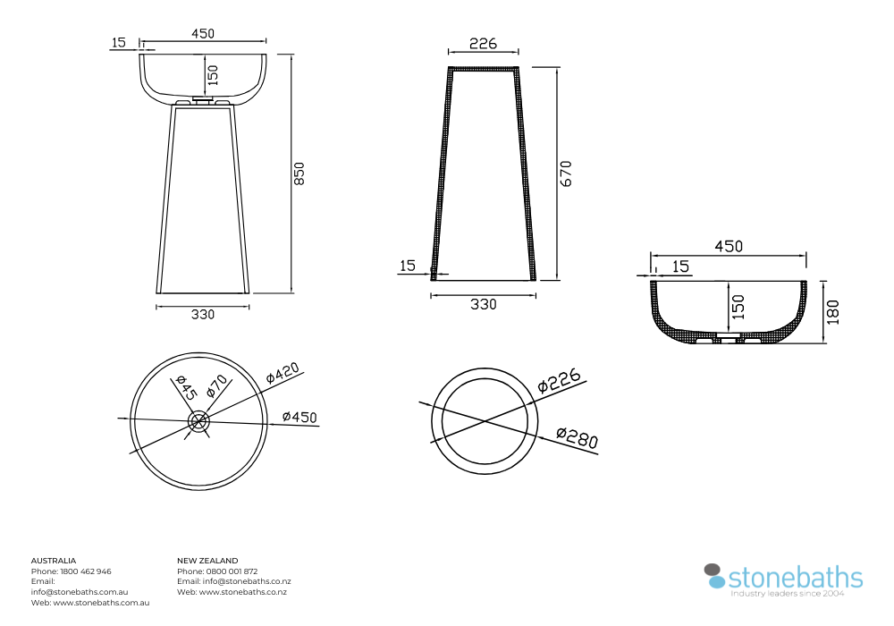 Toka Lite Pedestal Basin - 850mm - CSB99 850-450