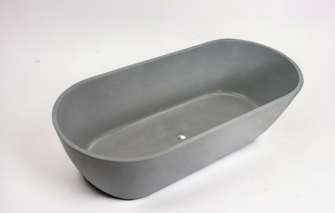 Bayley Concrete Textured Outdoor Bath - 1800mm - Dark Grey